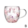 Bouteilles d'eau 250/350 ml tasse de verre à café à double couche avec poignée fleurs cuisine sèche fournitures transparentes de lait remplisseur de ménage z9v7