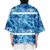 Zomer tie-dye print wit gestreepte losse vest Japans traditionele kimono vrouwen mannen strand haori shirts oversized tops