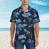 Herren lässige Hemden floraler ditsy Print Hawaiian Shirt Männer Strand blau und gelb kurzärmel Streetstyle DIY coole übergroße Blusen