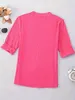 Plus Size Women Casual V Neck Solid Color TShirt Top 240409