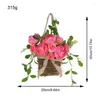 Decoratieve bloemen roze deurhangers manden kunstmatige bloem veer krans voor voorkant