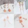 Hot selling Instagram from Japan and South Korea with Immortal Cherry Blossom Asymmetric Earrings Elegant and Minimalist Temperament Flower Earrings Earrings