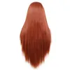 Europeu e americano Novo estilo 350 # marrom vermelho fibra química de fibra frontal lda Wig Definir cabelos lisos longos linha de cabelo natural