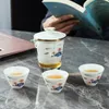 Tee -Sets Lanolin Jade White Porcelain Express Cup One Topf Drei Tassen Reise Tee -Set tragbare Vollauto -Tasche