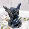 Dekorativa figurer Naturliga blå Aventurine Angel Crystal Carving Healing Birthday Present Energy Stone Fengshui Home Decoration Holiday