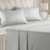 Battilo Bed Sheets 4 Pieces Set Fitted Sheet Flat Sheet with 2pc Pillowscase Hotel Luxury Breathable & Cooling Bedding Set