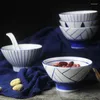 Tazones de té de fancidad ensalada de cerámica japonesa personalidad coreana personalidad retro postre creativo solo hogar r