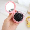 Cute Folding Air Bag Comb with Mirror Kids Mini Head Massager Portable Clamshell Hairbrush School Travel Hair Care Combs Tools