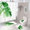 Tende per doccia foglie verdi da stampa tende tropicale palm bagno da bagno antiscivolo set tappeti da bagno a casa