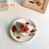 Kubki Wyślij ci mały czerwony kwiat Vintage Rose Ceramic Coffee