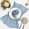 4pcs pedra azul boho semi-shape de gaze de mesa de mesa enrugada para jantar banquetes de festas de casamento vintage decoração de mesa de natal