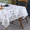 Talha de mesa bordada em estilo de renda de estilo de luxo clássico, decoração de banquetes de casamento, toalha de mesa branca, móveis, à prova de poeira