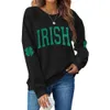 Designer Sweater New Products Listed Explosions Womens St. Patricks Day Sweatshirt Clover Printed Hoodie Casual Long Sleeved Loose Top