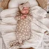 Coperte fasciate asciugamano da bagno neonato neonato da bagno a 6 strati cotone con fiocchi di mussola ricevere coperte in avvolgimento in fila di lacci in pizzo pannolini neonati da letto y240411