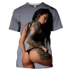 Skönhet kroppskonst sexig 3d harajuku tryck herr t-shirt gata populärt hip hop runda hals kort ärm t-shirt överdimensionerad topp