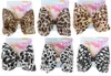Nya jojo swia 8 tum stora leopard bowknot tryck band hårbågar med klipp för barn flickor boutique hårklipp hårtillbehör 88236382