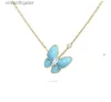 High end vancelfe varumärkesdesigner halsband Pure Silver Precision Edition Turquoise Edition Blue Butterfly Necklace Trendy Designer Brand Jewelry