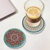 Bordmattor Absorberande keramiska dalare Cork Base Round Coffee Mug Non Slip Cup Mat Tablett Drink Pad Ethnic Style Home Supplies