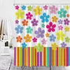 Shower Curtains Hand Drawn Cartoon Sun Flower Curtain Color Creative Printing Kid Bathroom Decor Fabric Accessories Set