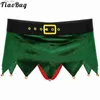 Sexig kjol Julen Holiday Nightwear Mens Velvet Sissy kjol underkläder Jul Santa Claus Y Lingerie Bulge Pouch Jagged Mini kjol L410