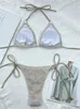 Kadın Mayo Örgü Balık Net Bikini Set Katı Yuaf Mayo Seksi İki Parça Set Bikinis Yaz Plaj Maması Takım Kadın S-XL