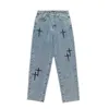 Jeans Mens raka slacks 2022 Våren och hösten Ny koreansk version Trend Casual Mens Capri Pants Wide Pants