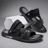 Milikuyou Men Sandals Pu Skórzane buty Summer Rozmiar męski kapcie czarne 240409