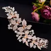 Kopfbedeckungen Mode Hochzeitshaarzubehör Perle Haedbänder für Braut rot weißer Spitzenkristall Tiara Blumen eleganter Brautschmuck