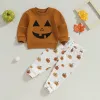 Pantaloni mababy 03y Halloween neonato neonato bambino set di abiti da ragazza set di abiti da zucca top a maniche lunghe pantaloni costume da bambino d05