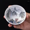 Tasses Saucers en céramique créatif paysage peint à la main
