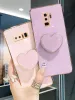 Note9 Note8 Samsung Galaxy의 Love Heart Phone Holder Luxury Plating Case 9 8 S9 S8 Plus Stand Silicone Cover S9Plus S 9