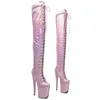 Scarpe da ballo laijianjinxia 20cm/8inch PU Upper Women's Platform Party High Teli moderni Over the Knee Boots Pole 380