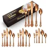 Conjuntos de utensílios de jantar 20pcs kit de talheres de alívio retrô de aço inoxidável para presentes de Natal Drop Drop Home Garden Kitchen Kining Bar Otjgn