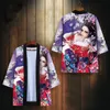 Yukata Men Patchwork Print Kimono et Shorts Set Vêtements Asian Streetwear Chinese Style Cardigan Shirt Robe Haori Kimonos