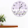 Horloges murales pourpre lavande fleur papillon plaid grand enfants chambre silencieuse chute de bureau décor 10 pouces cadeau de suspension