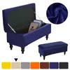 Soft Velvet Rectangle Storage Ottoman Covers Solid Stretch Foot Stool Cover Anti-Dust Footrest Seat Slipcovers Protector