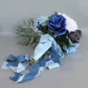 Decoratieve bloemen Bridals Bouquets for Wedding Artificial Roses Flower Fashion Water Drop Bruid Mariages