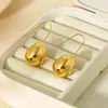 Dangle Earrings INS Trend 16K Gold Plated Stainless Steel Fish Hook Teardrop For Women Texture Waterproof Drop Jewelry