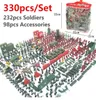 Bambini 290pcs/330pcs Set di plastica Soldato militare Modello Playset Toy Toy Army Base Base Accessori Decor Reput Toys3314163