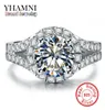 YHAMNI Real Solid 925 Silver Wedding Rings Jewelry for Women 2 Carat Sona CZ Diamond Engagement Rings Accessories XMJ5106194145