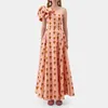 Casual Dresses Oblique Shoulder Sexy Elegant Long Dress Summer Fashion Bowknot Pink Printed High Waist Slim Vacation Women's