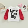 FOCUSNORM 0-4Y Toddler Baby Girls Boys T Shirts/Romper For Valentine's Day Letter Print Long Sleeve Jumpsuit/Sweatshirt