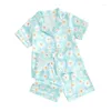 Ensembles de vêtements pour enfants shorts de pyjamas Set Toddler Girls Boys Boys Pjs Floral Bouton Down Down and Short 2 Piece Pyjama Slembearwear