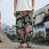 Men's Pants 2024 Spring Summer Northeast Big Flower Hip Hop Casual Men Black Red Blue Wide Leg Harem Streetwear