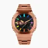 Sports Quartz Digital Unisex Watch Original Shock Watch Full Function World Time LED Automatisk handljus Alloy Rainbow Dial Rose Gold GM-B2100 Oak Series