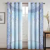 Curtain Po Window Curtains Living Room Blue Flower 3D Printing Modern Fashion Home Decor