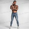 Jeans maschile gingtto maschile jeans skinny svanisce blu in vita medio pantaloni hip hop pantaloni cotone comodo rifornimento di dropshipping zm46 t240411