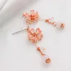 Hot selling Instagram from Japan and South Korea with Immortal Cherry Blossom Asymmetric Earrings Elegant and Minimalist Temperament Flower Earrings Earrings