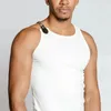 Mode geknöpfte Träger Tanktops Sexy Herren Kleidung Schlanke elastische ärmellose Weste Männer stilvolle reine Farbboden Camisoles 240321