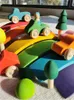 Toys en bois Montessori Toys Rainbow Empilement Bridge Basswood Cars Truck Forest Trees For Kids Blocs éducatifs